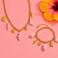 Set breloque rose collier + bracelet