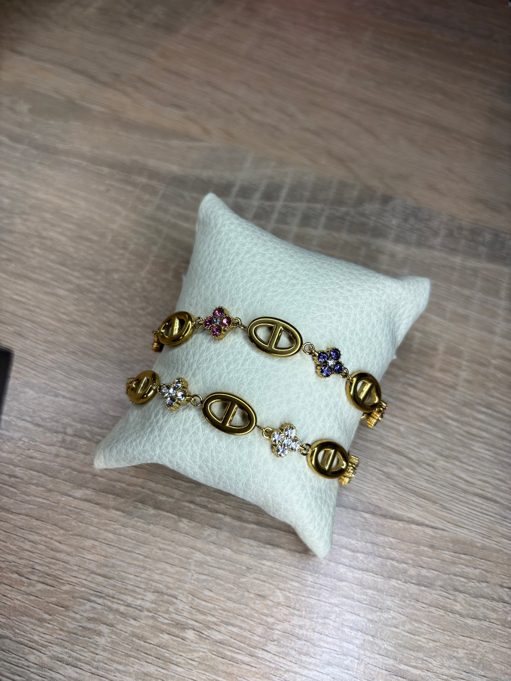 Bracelet maillon + trèfles