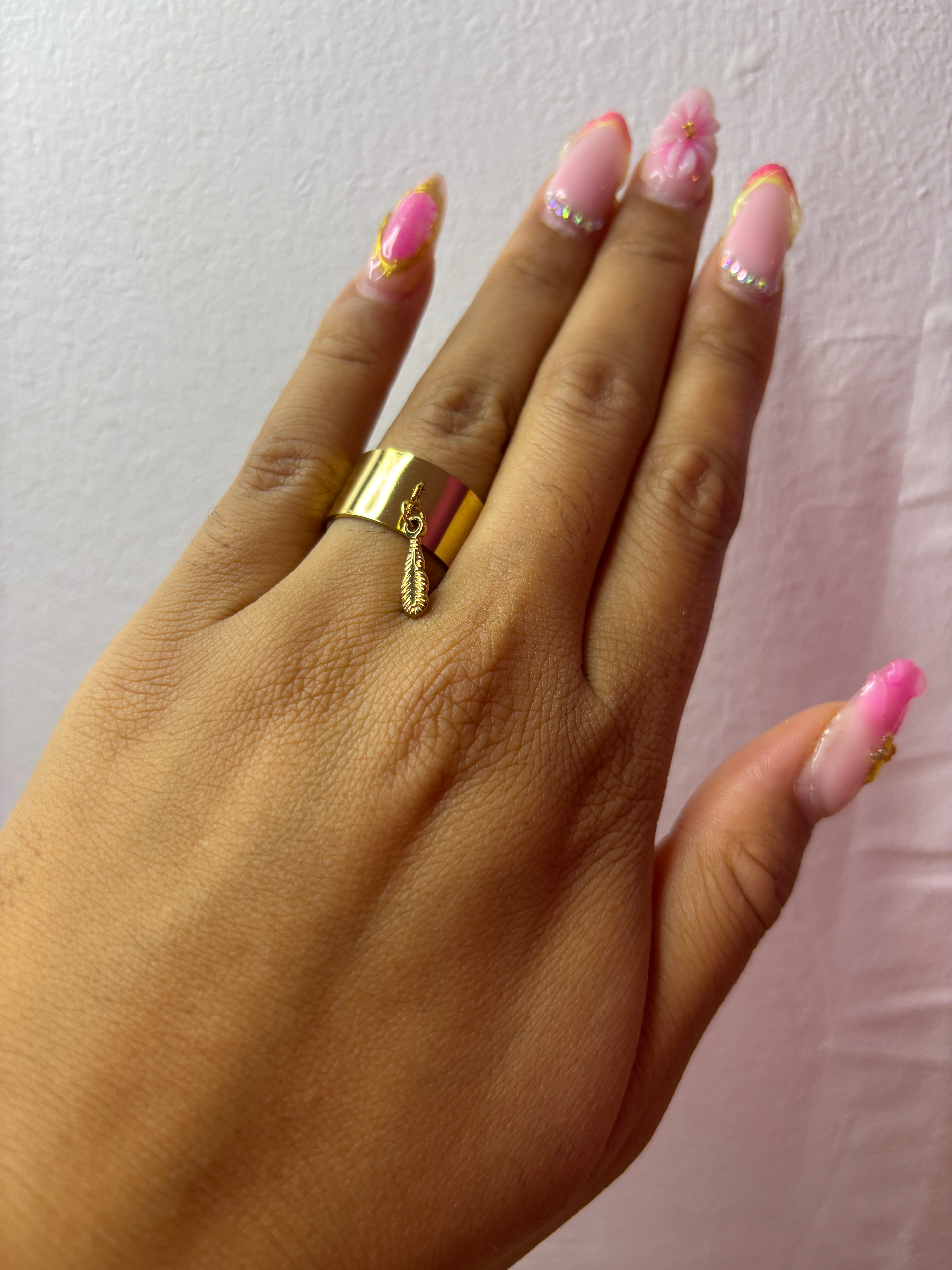 Bague ajustable plume