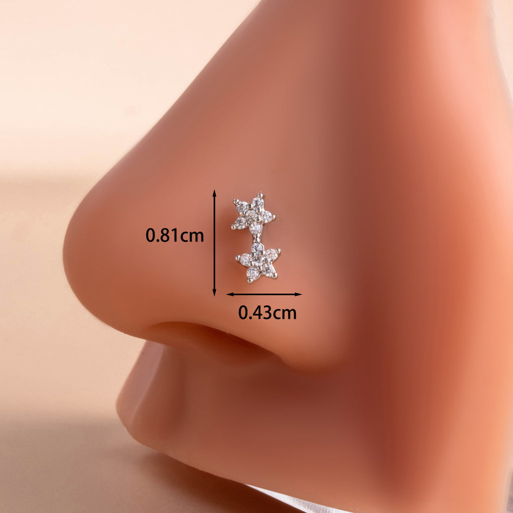 Piercing nez duo étoile 0,81cm x 0,43cm tige en L
