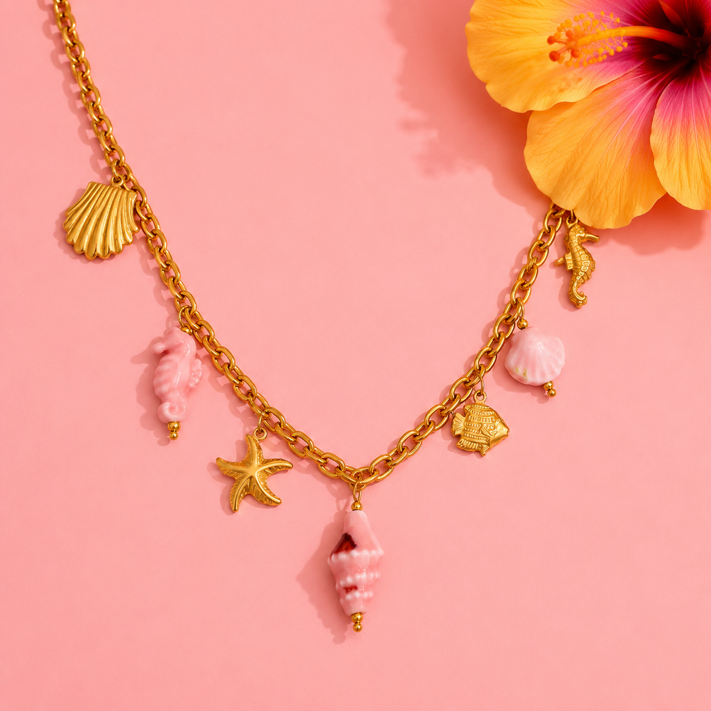Collier breloque roses