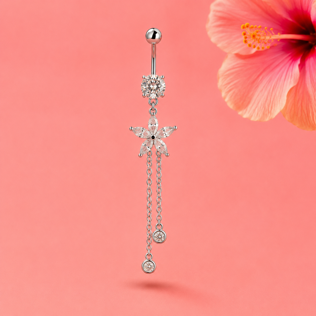 Piercing long pendant Fleur de Tiaré