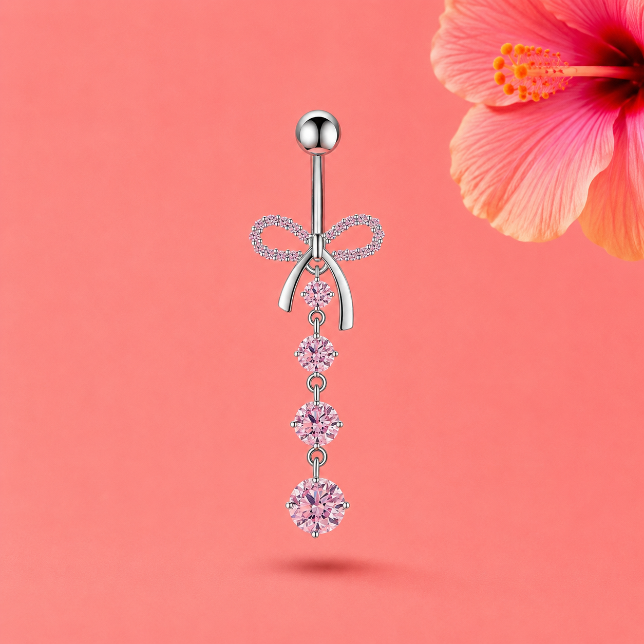 Piercing noeud rose pendant
