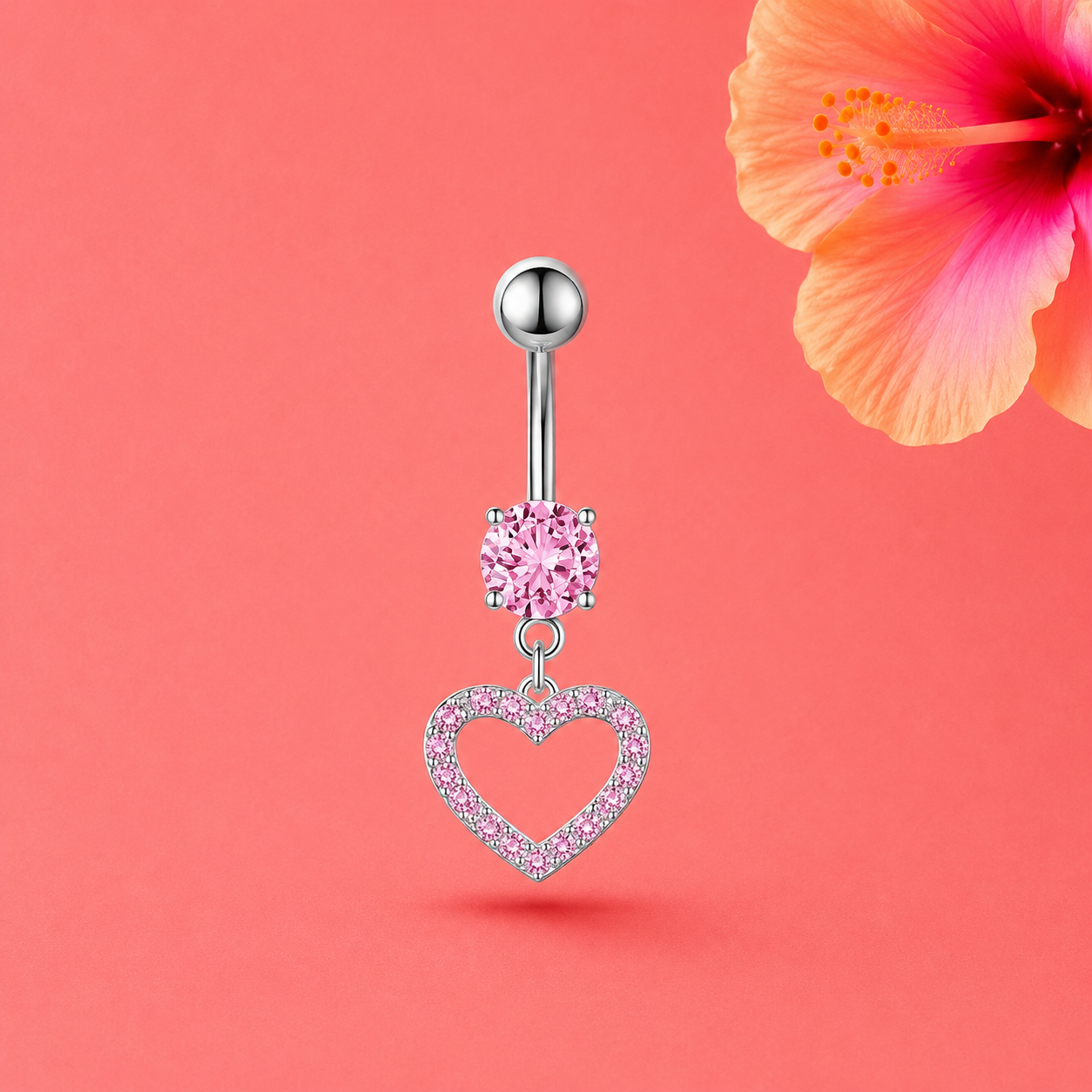 Piercing petit cœur rose