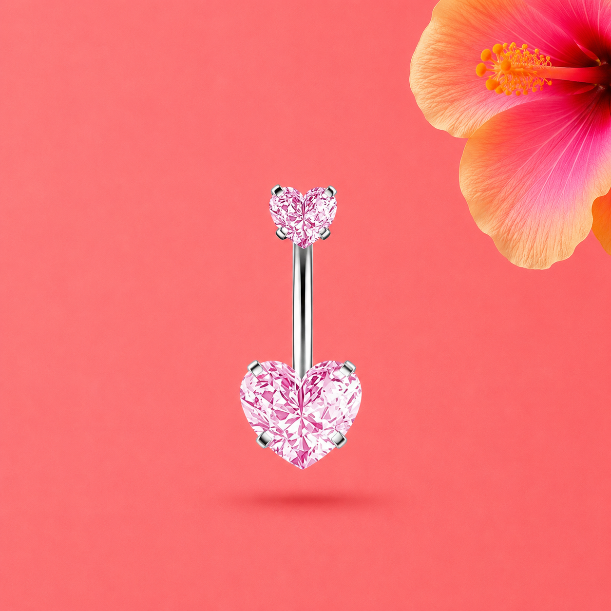 Piercing Cœur Cristal rose