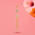 Piercing Long Pendant Fleur de Tiaré Doré